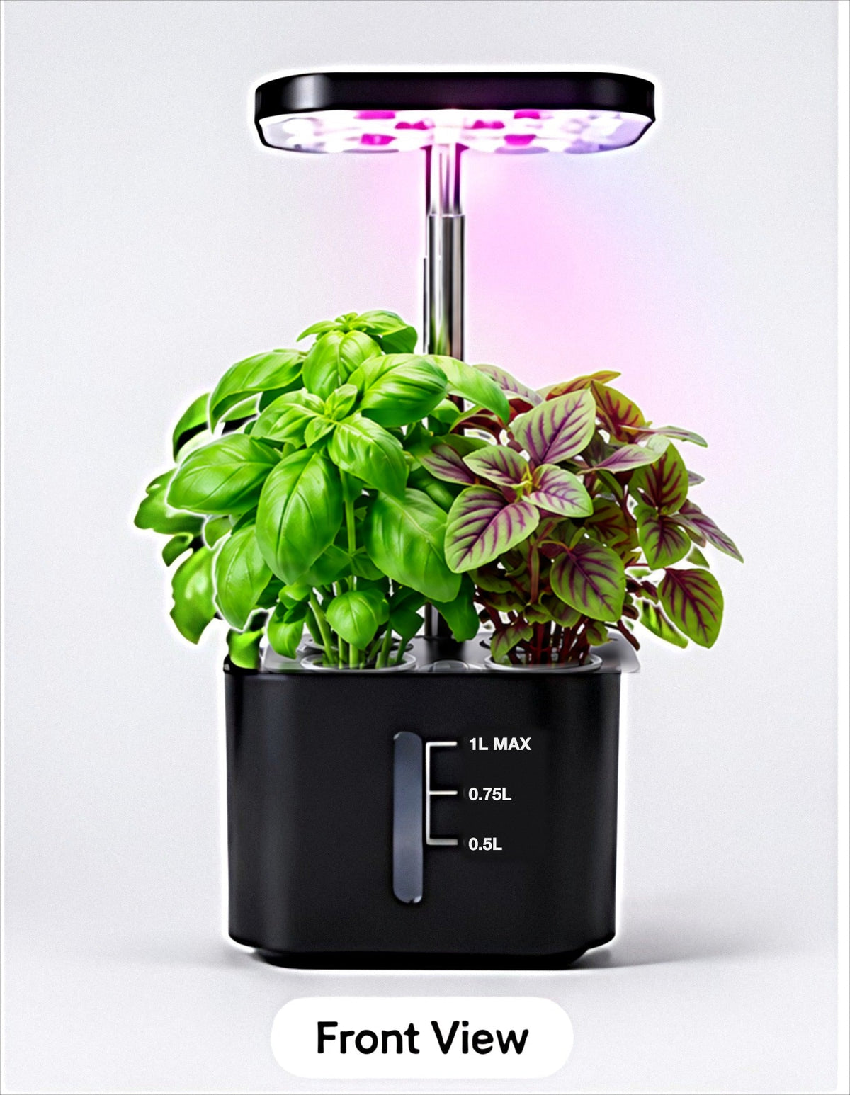 BotaniBright black, front view with water level window #color-black