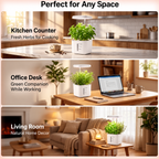 BotaniBright white on a kitchen counter, office desk and living room #color-white